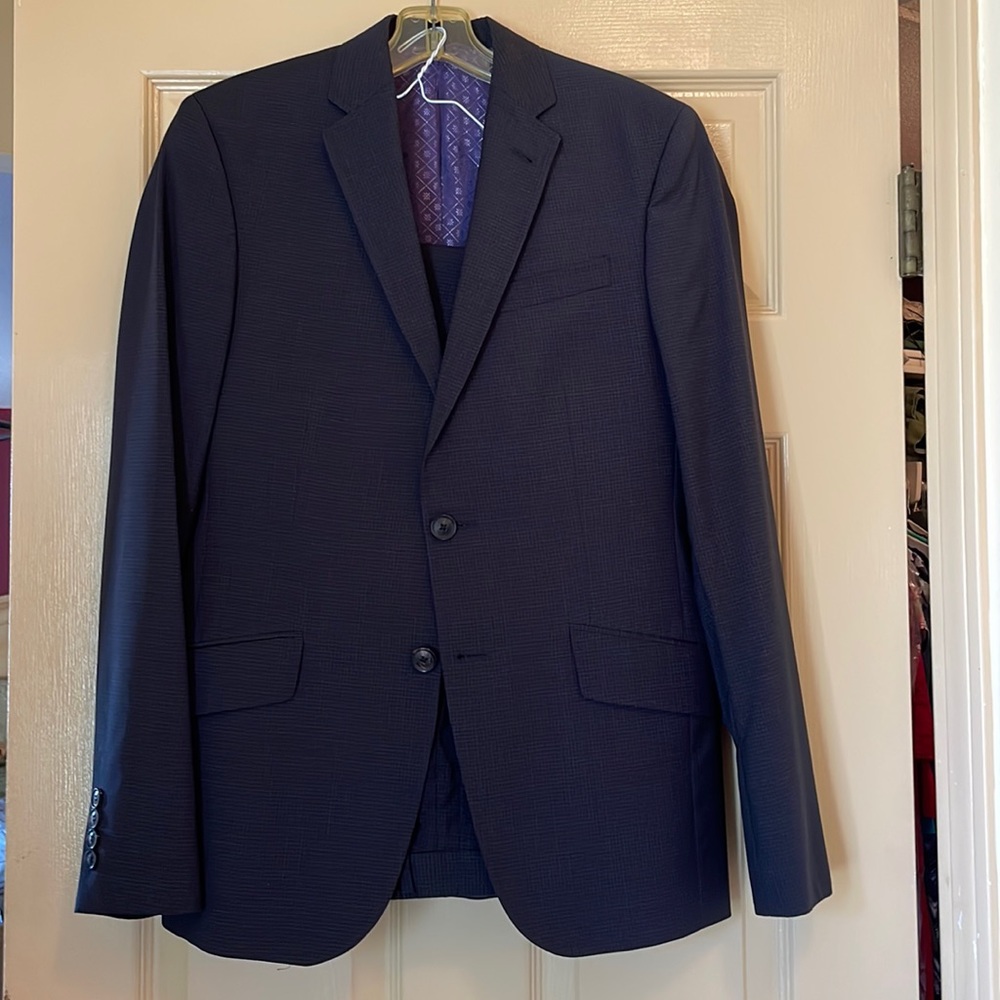 Navy checked suit